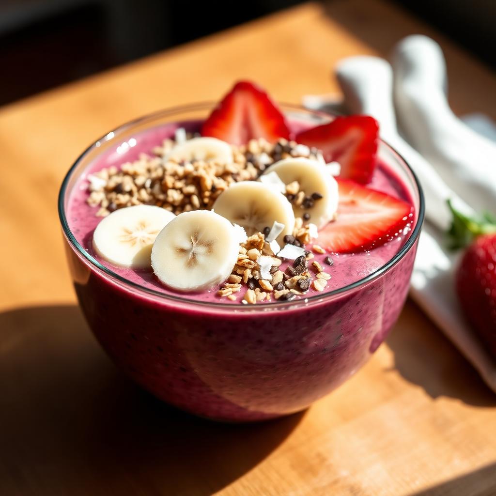 Açaí bowl con fruta fresca