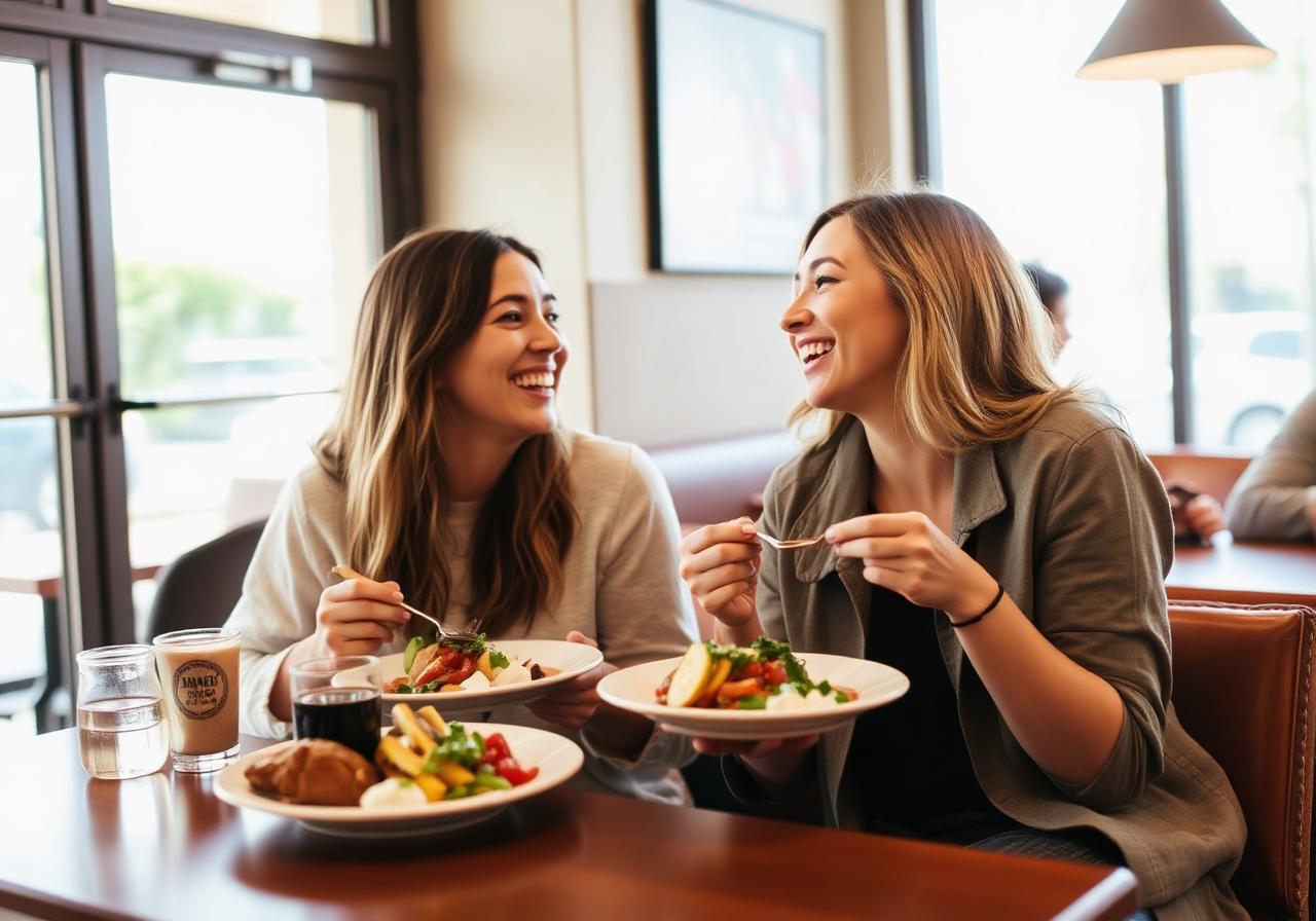 Clientes disfrutando del brunch en Healthy Vibes Bistro